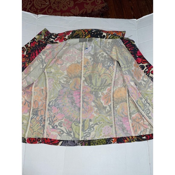 Additions by Chicos Colorful Hawaiian Luau floral Button Artsy Fun Jacket Top 1 - Picture 9 of 11